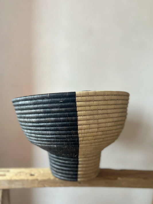 DUAL-TONE HANDWOVEN BASKET BOWL