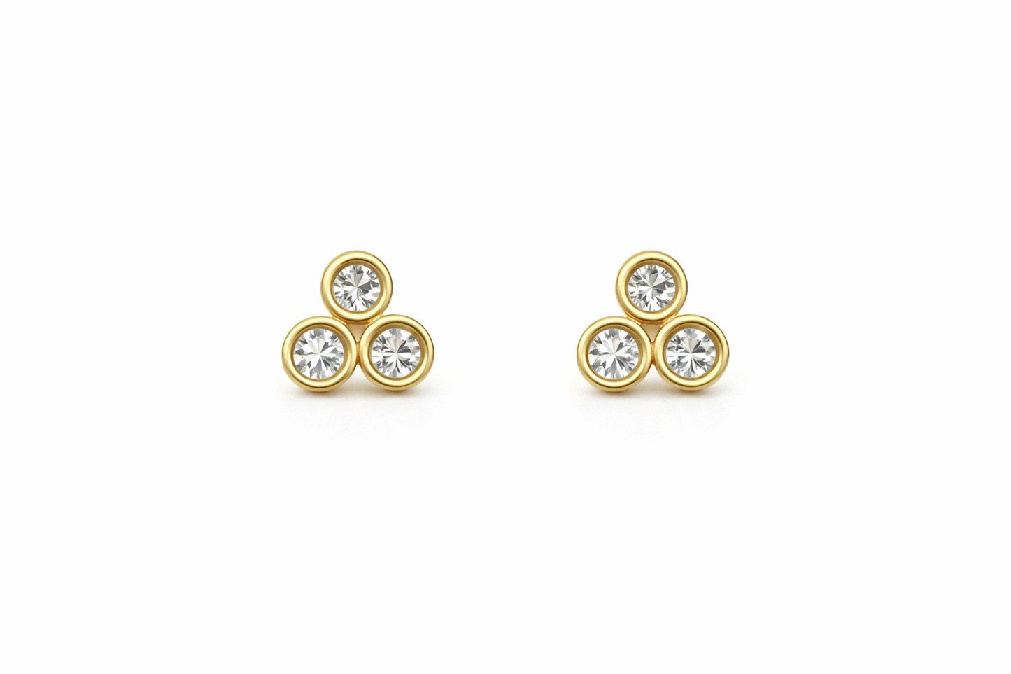 14K GOLD TRINITY DIAMOND STUDS