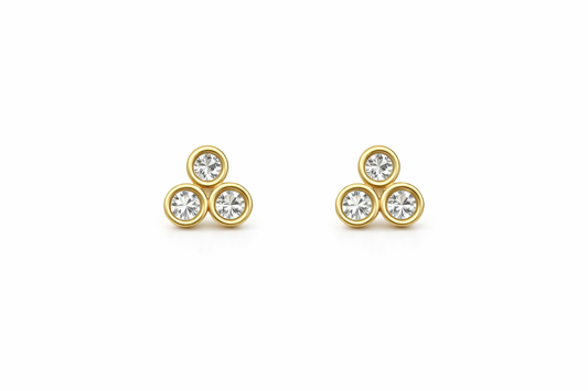 14K GOLD TRINITY DIAMOND STUDS