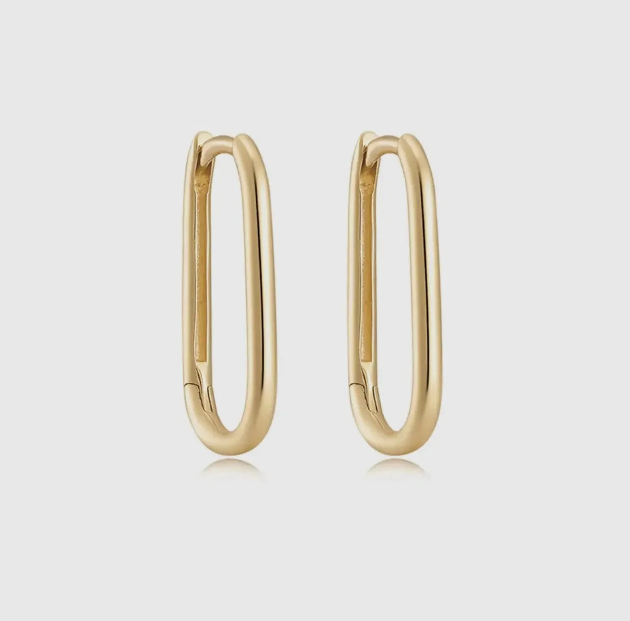 14K SOLID GOLD OVAL EARRINGS