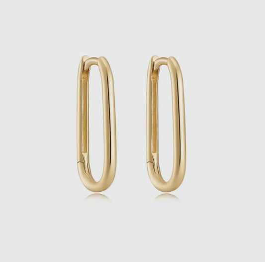 14K SOLID GOLD OVAL EARRINGS