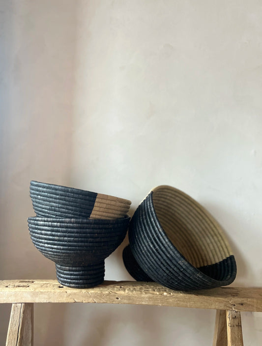 DUAL-TONE HANDWOVEN BASKET BOWL