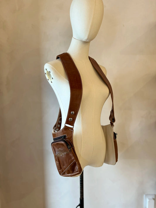 BROWN LEATHER HOLSTER VEST UNISEX