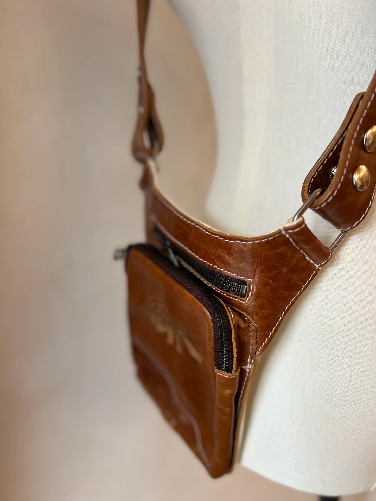 BROWN LEATHER HOLSTER VEST UNISEX